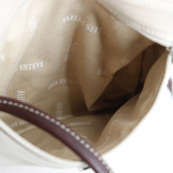 Luis Esteve Crossbody Handbag Womens Small Cream Brown Leather Lined Pockets - Picture 9 of 11